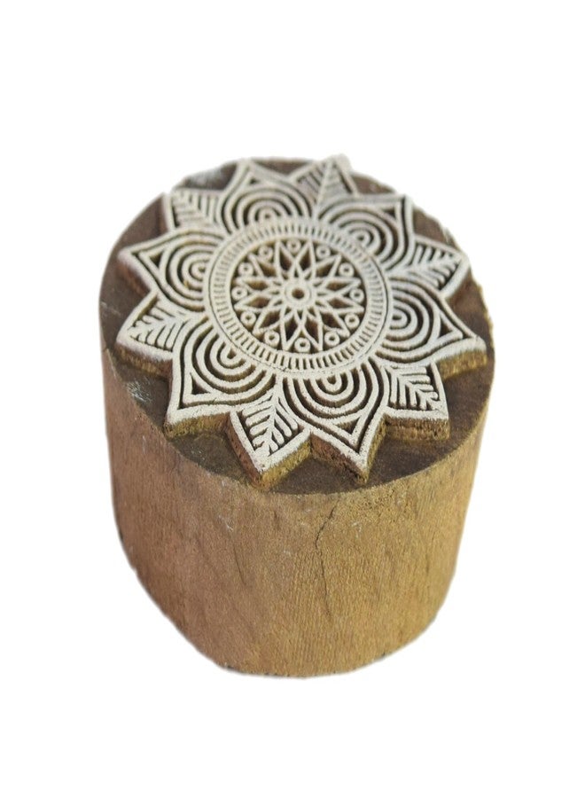 Global Art Round Shape Textile Printing Block - Collectible Fabric Border Stamp - Wooden Floral Print Stamp Blocks for Textile Block Printing i77-210 - Image 2